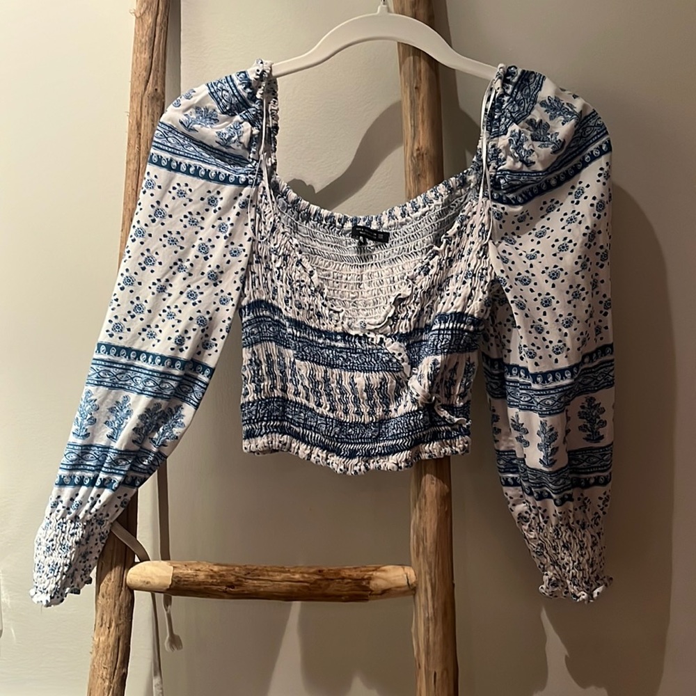 Blue and White Zara top
